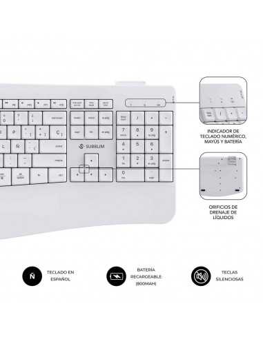 Teclado + raton subblim combo dual office prowave blanco