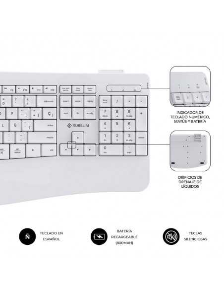 Teclado + raton subblim combo dual office prowave blanco