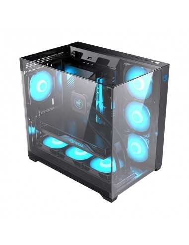 Caja ordenador gaming hiditec atx sky cristal templado negro