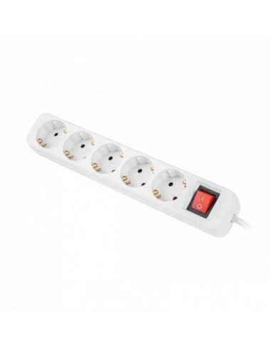 Regleta lanberg 5 tomas schuko con protecion blanca 1.5m