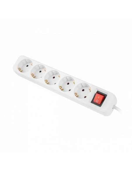 Regleta lanberg 5 tomas schuko con protecion blanca 1.5m