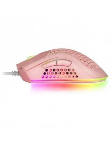 Mouse raton mars gaming optico usb 7 botones 32000ppp rgb rosa