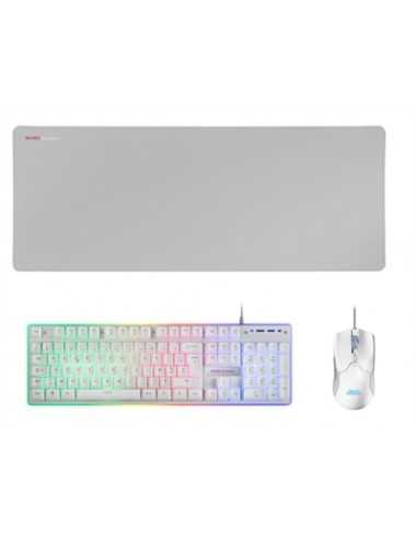 Kit teclado + raton mars gaming mcpxwfr rgb blanco + alfombrilla frances