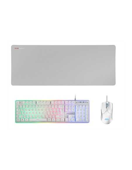 Kit teclado + raton mars gaming mcpxwfr rgb blanco + alfombrilla frances