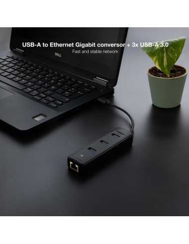 Conversor nanocable usb3.0 a ethernet 3xusb3.0