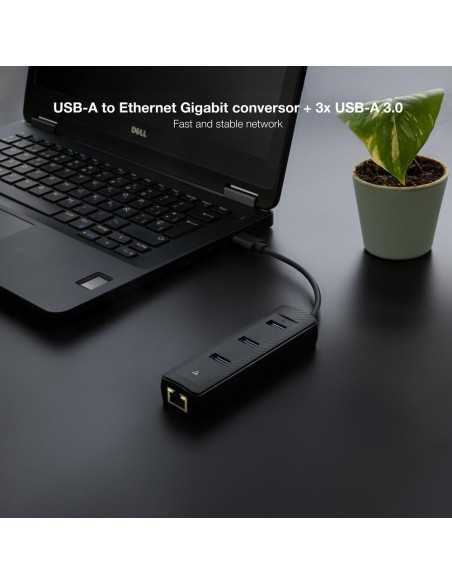 Conversor nanocable usb3.0 a ethernet 3xusb3.0 Conversor nanocable usb3.0 a ethernet 3xusb3.0
