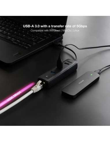 Conversor nanocable usb3.0 a ethernet 3xusb3.0