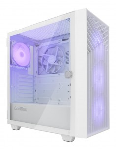 Coolbox gaming caja atx ga300 gridline argb white usb - c 3.2 gen1 sin fte + 5 ventiladores
