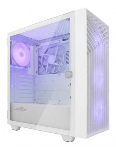 Coolbox gaming caja atx ga300 gridline argb white usb - c 3.2 gen1 sin fte + 5 ventiladores
