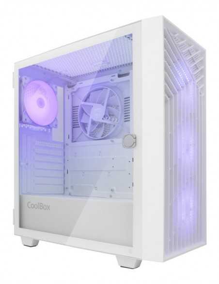 Coolbox gaming caja atx ga300 gridline argb white usb - c 3.2 gen1 sin fte + 5 ventiladores