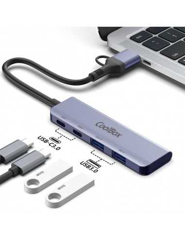 Hub coolbox aluminio usb - c - a - 2xusb - c + 2xusb - a 3.2 gen1