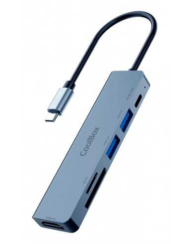 Minidock coolbox c61 aluminio usb - c a hdmi 4k - 2xusb - a - usb - c pd - sd - microsd pc - mac - consolas