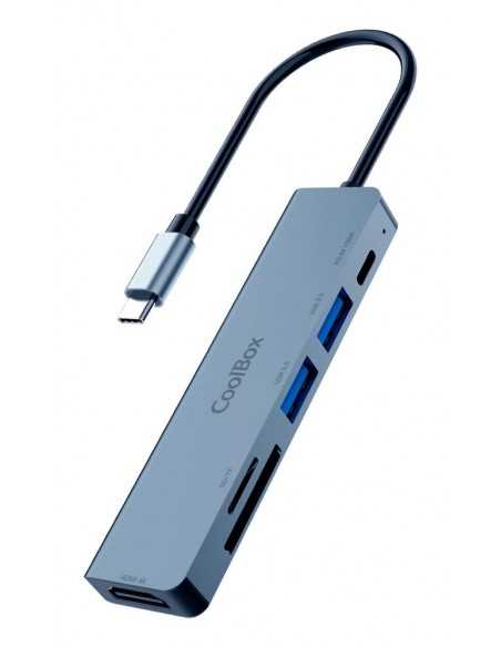 Minidock coolbox c61 aluminio usb - c a hdmi 4k - 2xusb - a - usb - c pd - sd - microsd pc - mac - consolas