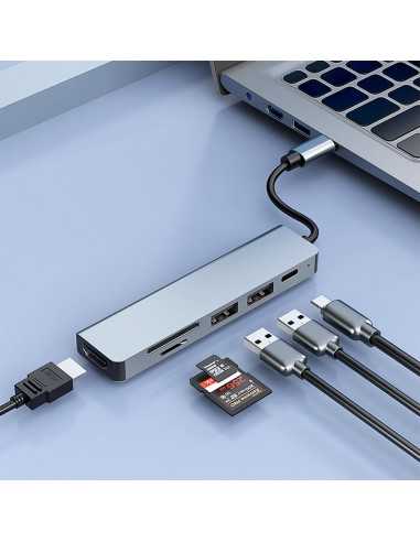Minidock coolbox c61 aluminio usb - c a hdmi 4k - 2xusb - a - usb - c pd - sd - microsd pc - mac - consolas