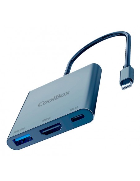 Minidock coolbox c31 aluminio usb - c a hdmi 4k - usb - a - usb - c 3.2 gen1 pc - mac - consolas