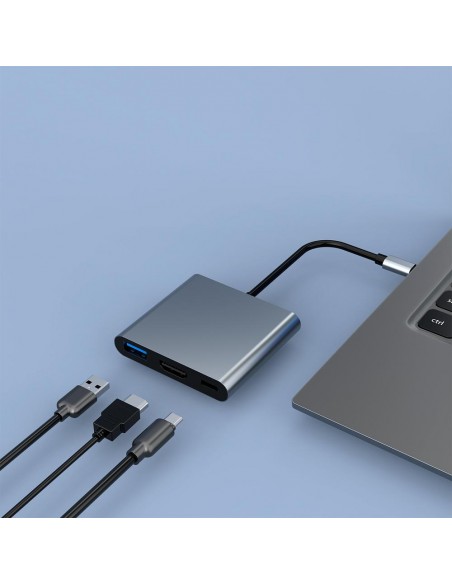 Minidock coolbox c31 aluminio usb - c a hdmi 4k - usb - a - usb - c 3.2 gen1 pc - mac - consolas