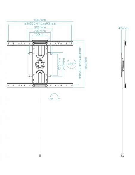 Soporte de pared tooq rotación 360° para pantallas 37 pulgadas - 80 pulgadas negro Soporte de pared tooq rotación 360° para pantallas 37 pulgadas - 80 pulgadas negro