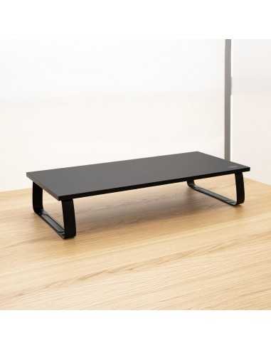 Soporte elevador tooq de madera para monitores negro