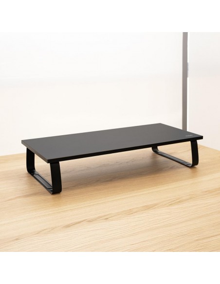 Soporte elevador tooq de madera para monitores negro