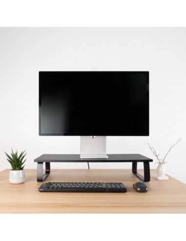 Soporte elevador tooq de madera para monitores negro
