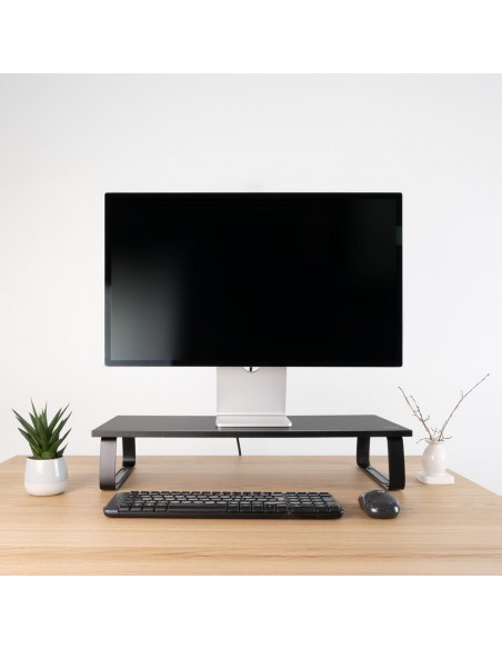 Soporte elevador tooq de madera para monitores negro