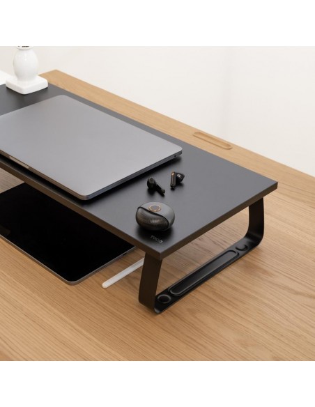 Soporte elevador tooq de madera para monitores negro