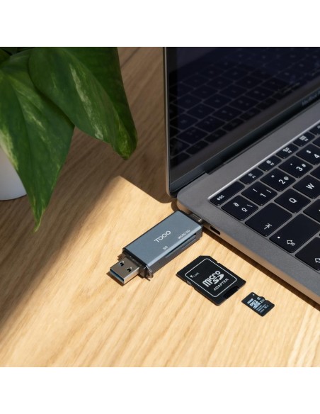 Lector de tarjetas tooq sd + tf - con entradas usb - c 3.0 + usb a - gris Lector de tarjetas tooq sd + tf - con entradas usb - c 3.0 + usb a - gris