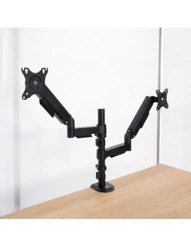 Soporte mesa tooq pantalla gira inclina 2 brazos 17 - 32 negro