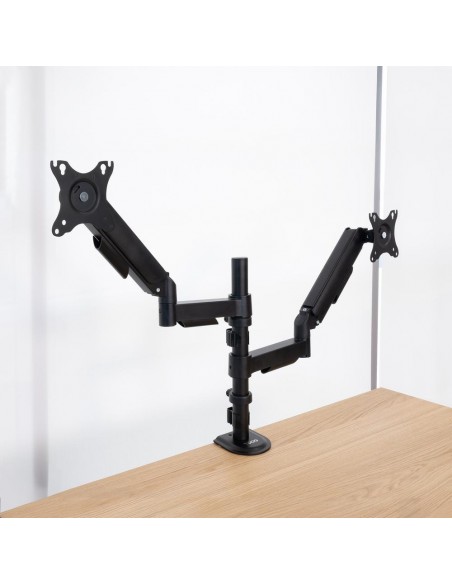 Soporte mesa tooq pantalla gira inclina 2 brazos 17 - 32 negro