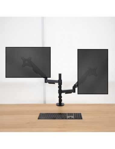 Soporte mesa tooq pantalla gira inclina 2 brazos 17 - 32 negro
