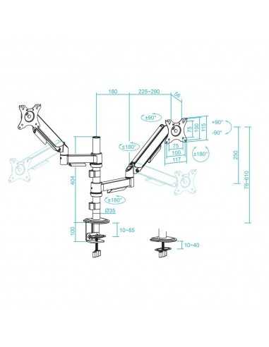 Soporte mesa tooq pantalla gira inclina 2 brazos 17 - 32 negro