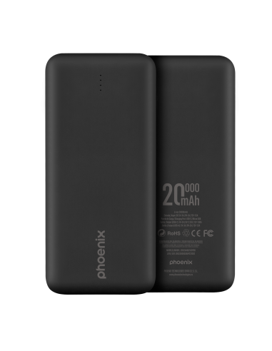 Phoenix powerbank batería externa 20000mah con 2 usb carga rapida y 1 usb tipo c pd