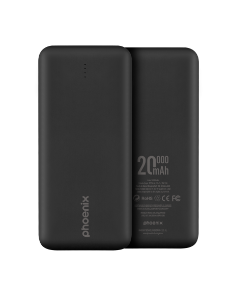 Phoenix powerbank batería externa 20000mah con 2 usb carga rapida y 1 usb tipo c pd