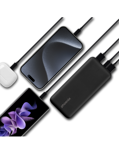 Phoenix powerbank batería externa 20000mah con 2 usb carga rapida y 1 usb tipo c pd