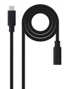 Cable prolongador nanocable usb - c 3.2 gen2x2 20gbp 100w - 5a - 4k - 60hz - usb - c - m - usb - c - h - negro - 1 m