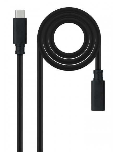 Cable prolongador nanocable usb - c 3.2 gen2x2 20gbp 100w - 5a - 4k - 60hz - usb - c - m - usb - c - h - negro - 1 m