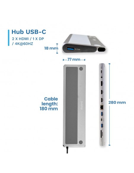 Docking station ewent ew1150 usb tipo c 12 en 1