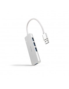 Hub nanocable usb - a 3.0. a 4xusb3.0 usb - a - m - usb 3.0 - h aluminio color plata 18 cm