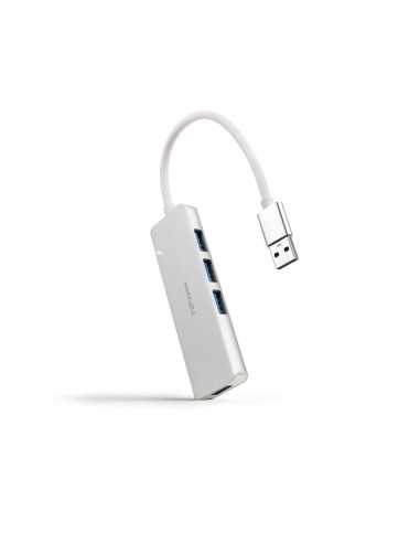 Hub nanocable usb - a 3.0. a 4xusb3.0 usb - a - m - usb 3.0 - h aluminio color plata 18 cm
