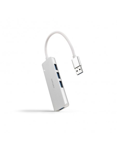 Hub nanocable usb - a 3.0. a 4xusb3.0 usb - a - m - usb 3.0 - h aluminio color plata 18 cm