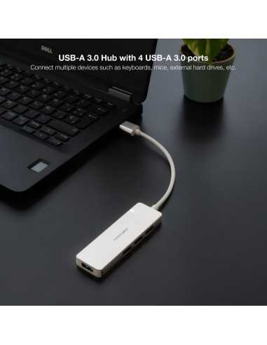 Hub nanocable usb - a 3.0. a 4xusb3.0 usb - a - m - usb 3.0 - h aluminio color plata 18 cm