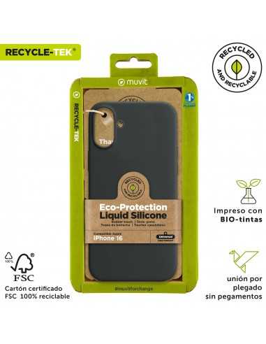 Funda muvit recycletek liquid silicone para apple iphone 16 negra