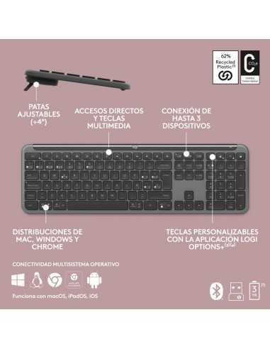 Teclado logitech k950 inalambrico negro