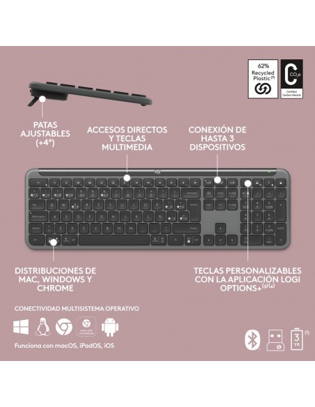 Teclado logitech k950 inalambrico negro