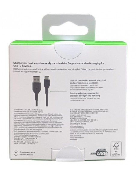 Cable usb tipo c a usb tipo a belkin 2m - macho - macho - negro Cable usb tipo c a usb tipo a belkin 2m - macho - macho - negro