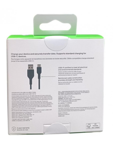 Cable usb tipo c a usb tipo a belkin 3m - macho - macho - negro Cable usb tipo c a usb tipo a belkin 3m - macho - macho - negro