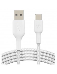 Cable usb tipo c a usb tipo a belkin 3m - macho - macho - blanco - trenzado