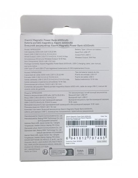 Powerbank 6000mah xiaomi redmi power bank fast charge - blanco