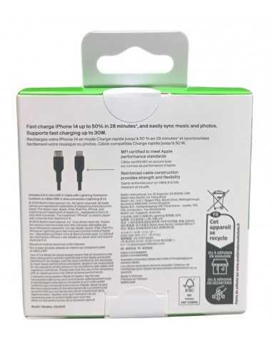 Cable lightning a usb tipo c belkin 2m - macho - macho - negro - trenzado