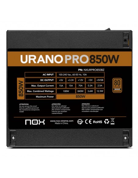 Fuente alimentacion nox urano pro atx 850w bronze Fuente alimentacion nox urano pro atx 850w bronze